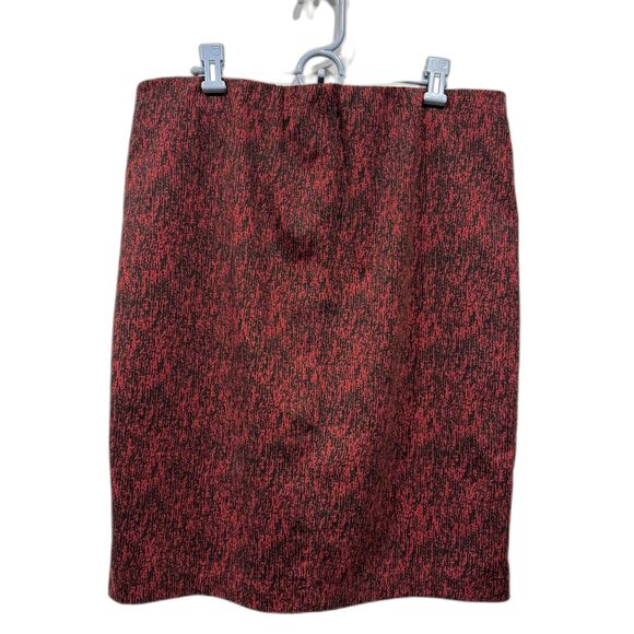 Olivia & Grace Stretch Pencil Skirt Black Red Abstract Print Office Women sz XL - Picture 1 of 5